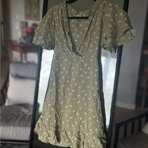 Billabong x The Salty Blonde “In Bloom” Green Floral Ruffle Mini Dress